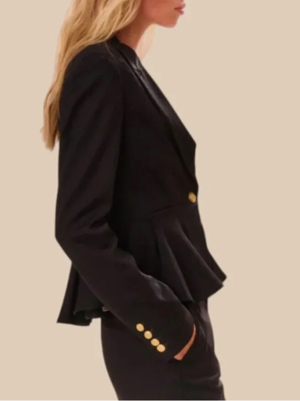 NEW LoveShackFancy Pantonia Black Wool Blend Peplum Blazer Jacket {$645} Size 8 - Picture 8 of 9
